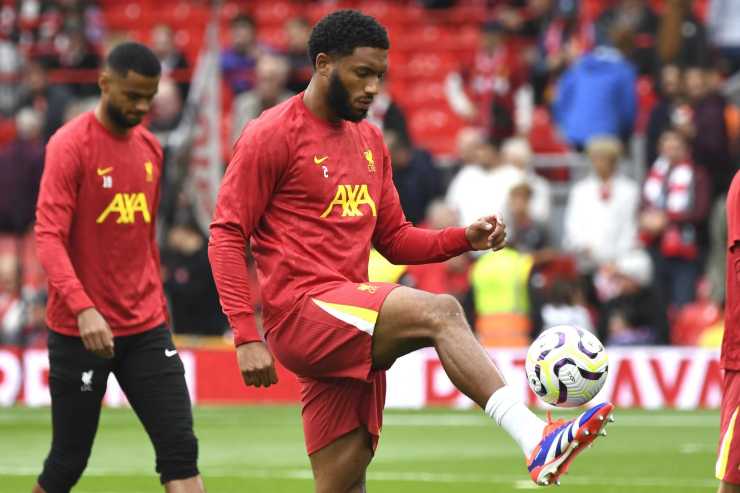 Joe Gomez in campo con il Liverpool