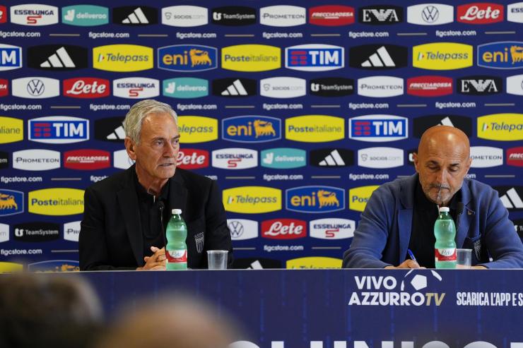 spalletti e gravina in conferenza dopo l'eliminazione a euro 2024