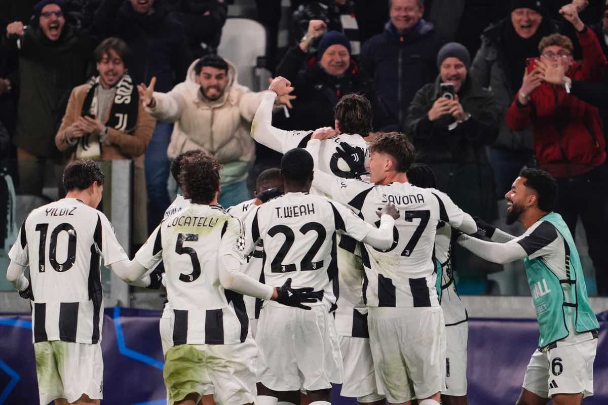 Esultanza Juventus dopo il gol di Vlahovic