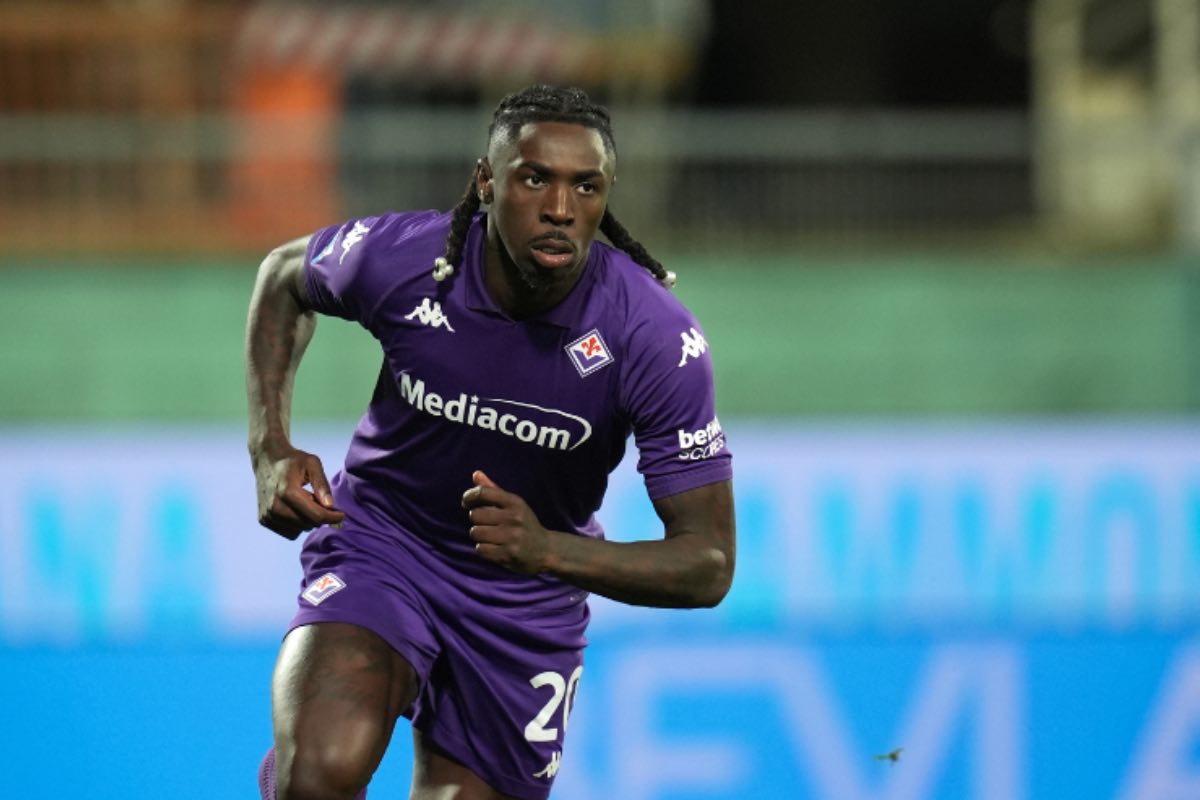 Kean esulta dopo l'1-0 in Fiorentina-Udinese