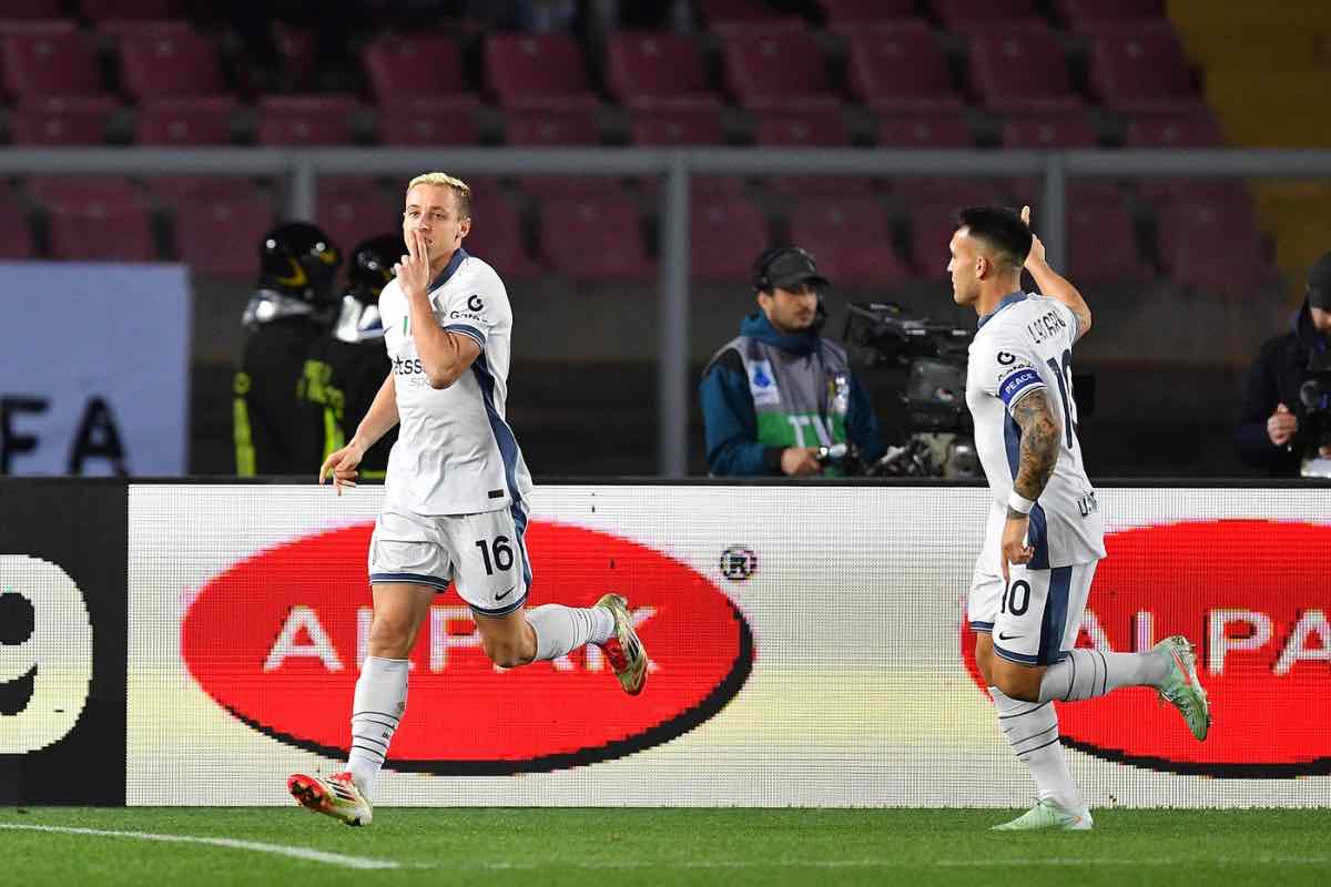 Frattesi gol, poi l’Inter dilaga: poker al Lecce e risposta al Napoli