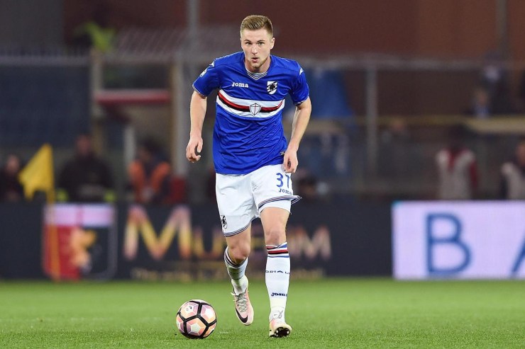 Milan Skriniar in campo con la maglia della Sampdoria nel 2016 